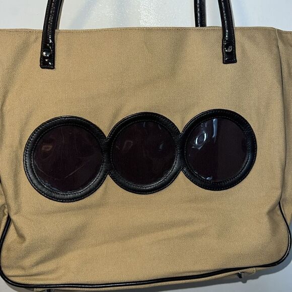 RED ENVELOPE Khaki and Brown Canvas Photo Collage Tote Bag - Picture 2 of 8